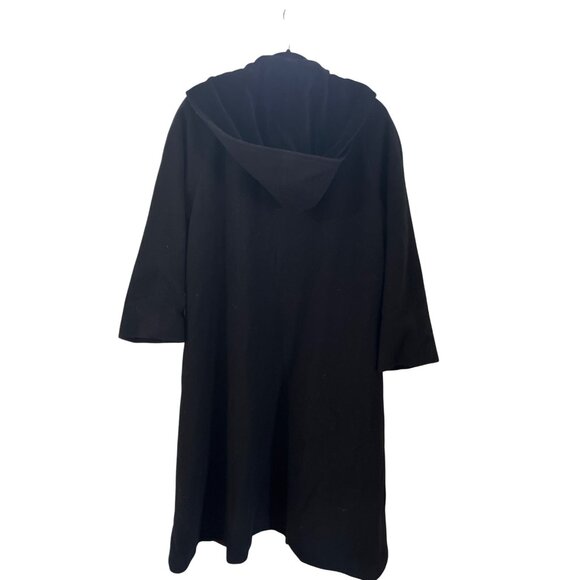 Kristen Blake button front black wool hooded  long coat size 6P - Picture 2 of 9